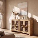 4-Door Glass Buffet Cabinet with Adjustable Shelves