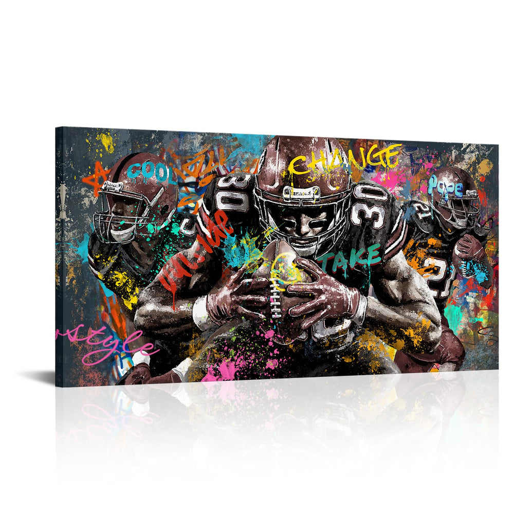 American Football Canvas Wall Art – Sports Graffiti Print 40x20