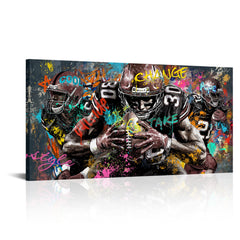 American Football Canvas Wall Art – Sports Graffiti Print 40x20
