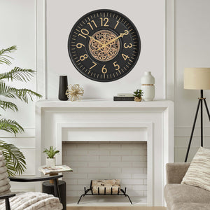 Moving Gear Wall Clock with Roman Numerals – Modern Analog Decor