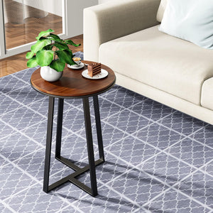 Round End Table with Metal Frame