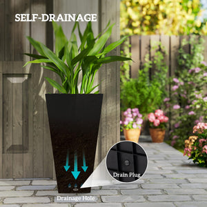 Tall Outdoor Taper Planters Set of 3 with Drainage Holes – 28 Inch