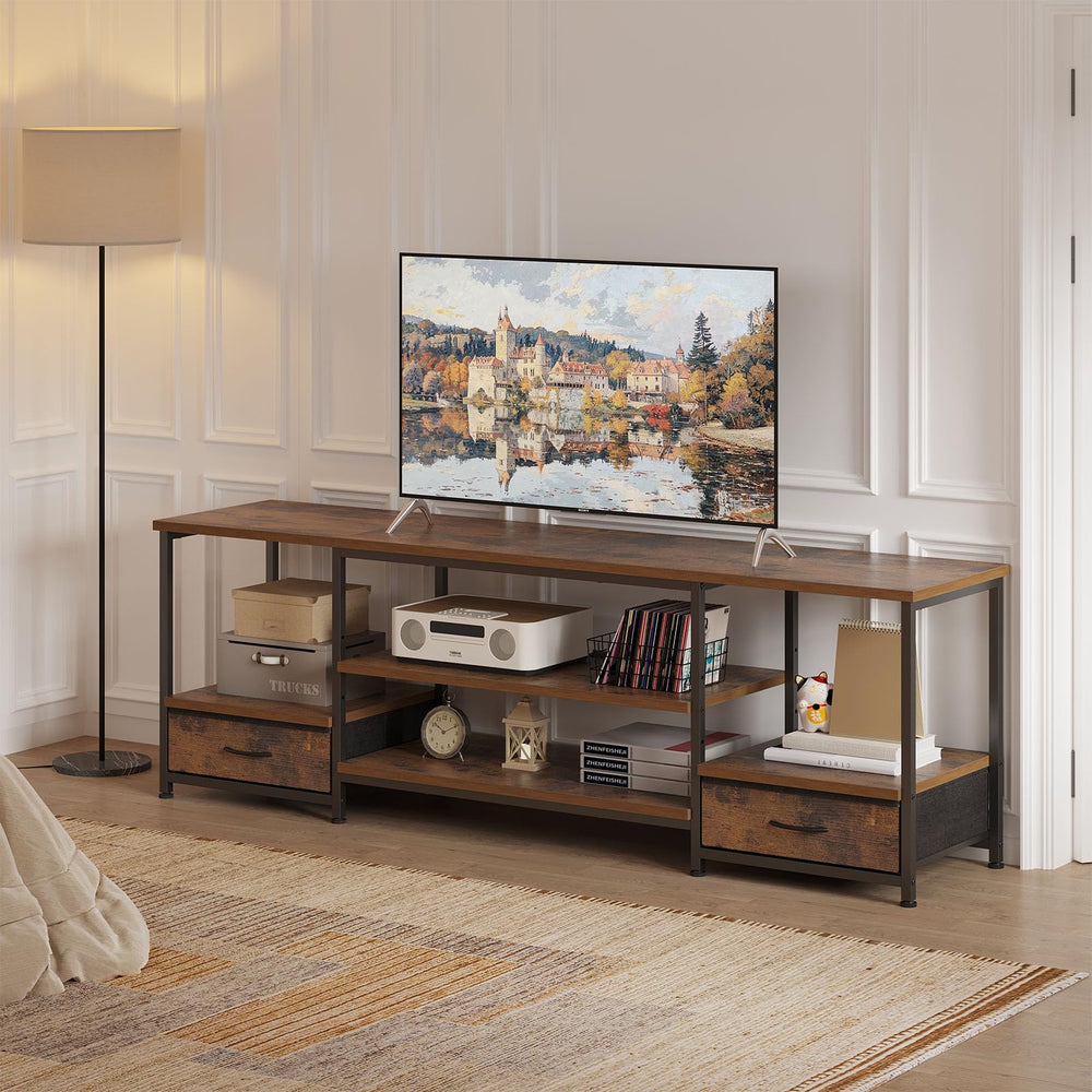 Wood TV Stand with Drawers & Charging Station