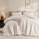 Faux Rabbit Fur Bubble Comforter Set with Pillowcases