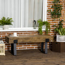 Rustic Concrete Garden Bench with Metal Legs