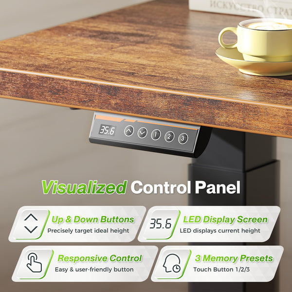 L-Shaped Electric Standing Desk with Power Outlets – 63 x 55 Inch Height Adjustable Corner Desk