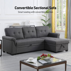 Convertible L-Shaped Sectional Sleeper Sofa with Storage Chaise