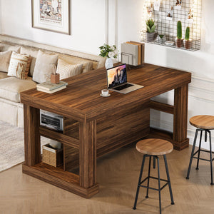 Kitchen Island with Seating and 3-Tier Storage Shelves