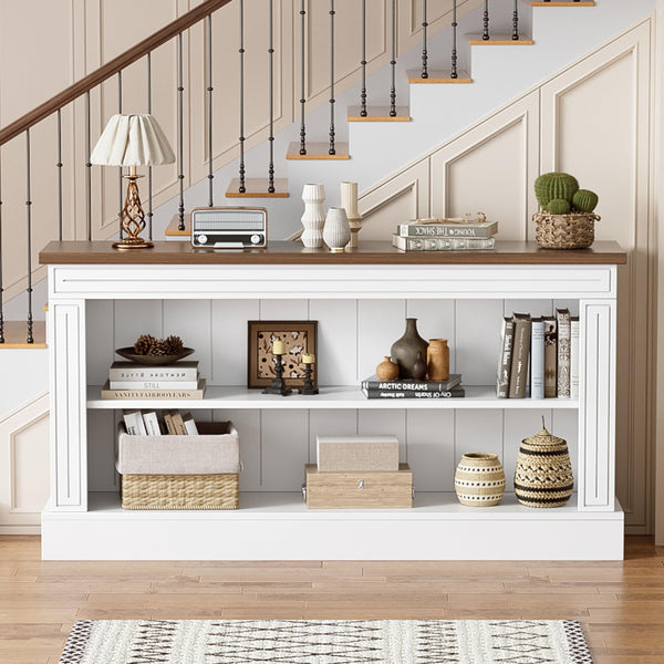 63-Inch Narrow Console Table with 3-Tier Shelves