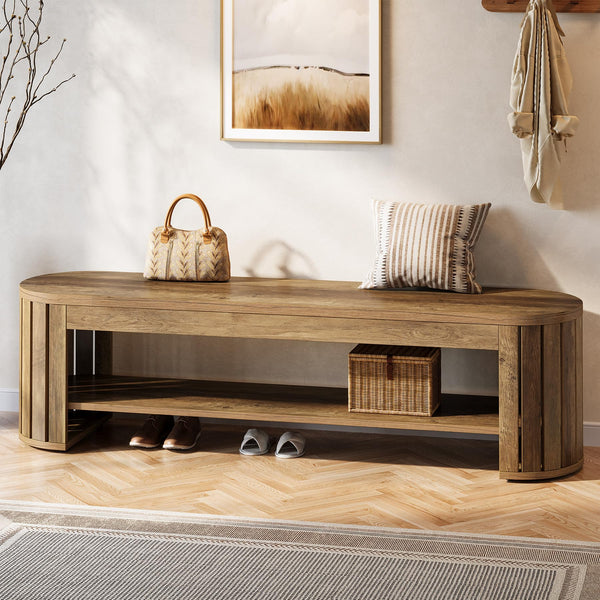 63" Entryway Shoe Bench with Open Storage Shelf
