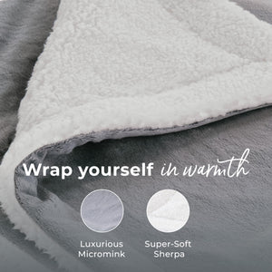 2-in-1 Heated Weighted Blanket with Sherpa & Micromink — 13 lbs, 50" x 60"