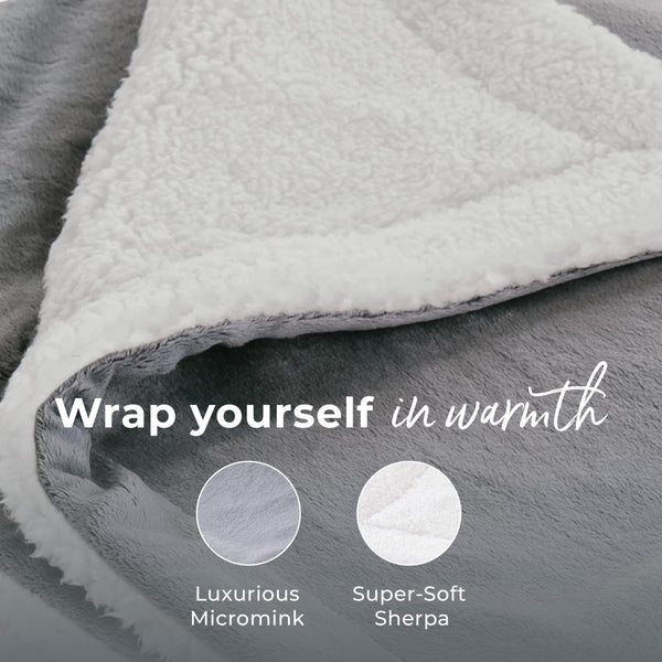 2-in-1 Heated Weighted Blanket with Sherpa & Micromink — 13 lbs, 50" x 60"
