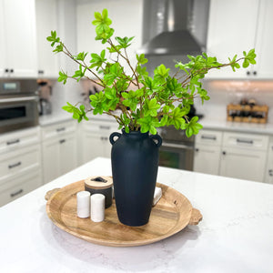 Black Ceramic Vase with Faux Greenery Stems