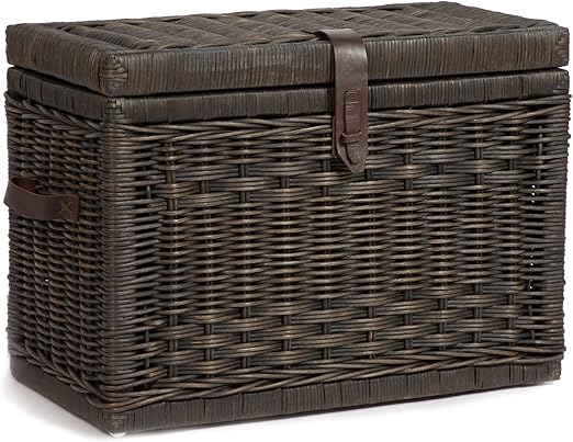 Wicker Storage Trunk with Hinged Lid