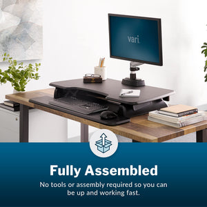 Two-Tier Standing Desk Converter – Height Adjustable Sit Stand Riser, 36" Wide, Black