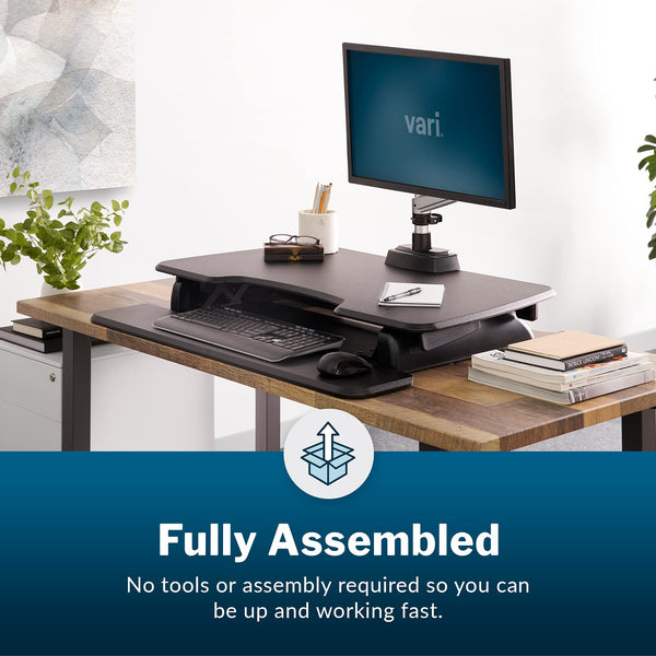Two-Tier Standing Desk Converter – Height Adjustable Sit Stand Riser, 36" Wide, Black