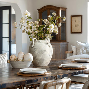 Rustic Terracotta Ceramic Vase with Handles