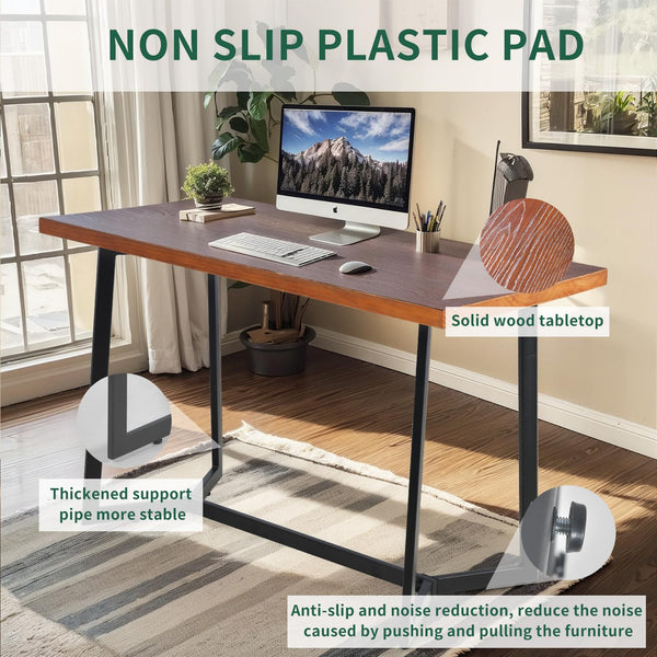 Industrial Solid Wood Dining Table & Desk with Metal Legs