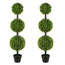 Artificial Topiary Ball Tree Set of 2 – 4FT Triple Ball Boxwood Trees