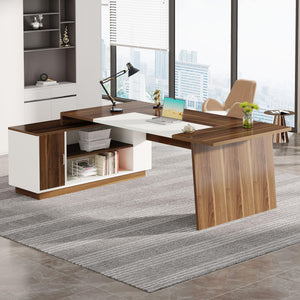 L-Shaped Executive Office Desk with Storage