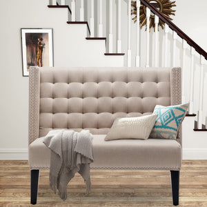 Tufted Loveseat Sofa with Wingback & Nail Head Trim