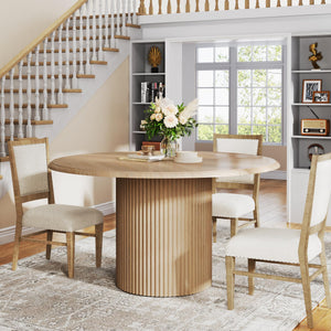 47" Round Dining Table with Metal Pedestal Base