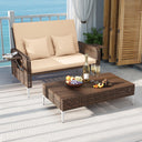 Patio Rattan Daybed with Adjustable Backrest & Storage Ottoman