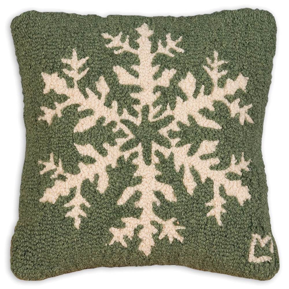 Pine Snowflake Wool Throw Pillow 14x14