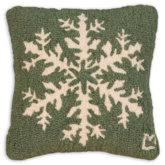 Pine Snowflake Wool Throw Pillow 14x14