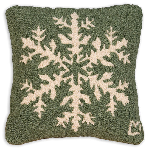 Pine Snowflake Wool Throw Pillow 14x14