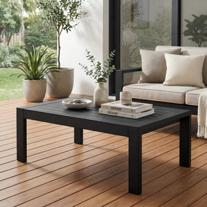 Aluminum Outdoor Patio Coffee Table – All-Weather Rectangle Metal Table