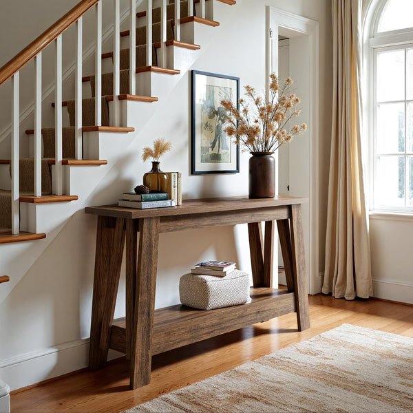 Farmhouse Console Table 2-Tier Narrow Entryway Table with Storage