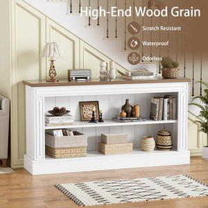 63-Inch Narrow Console Table with 3-Tier Shelves