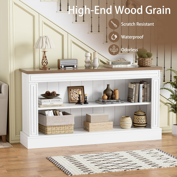 63-Inch Narrow Console Table with 3-Tier Shelves