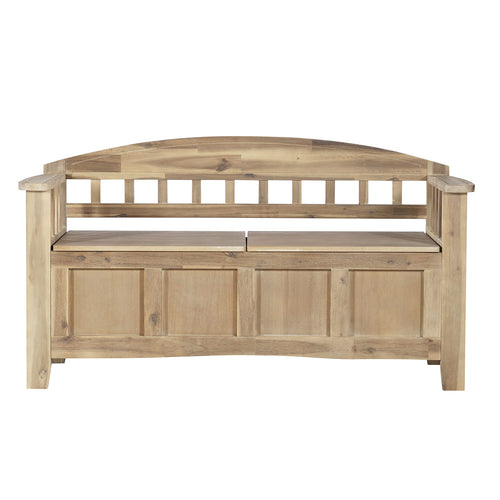 Acacia Wood Storage Bench with Split Seat
