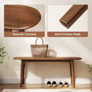 Solid Wood Dining Bench with Rounded Corners – Walnut