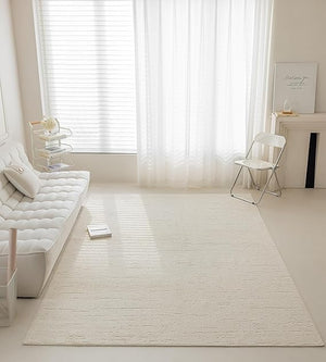 Beige Area Rug 4'7" x 6'7" – Stain Resistant Non-Slip Tufted Rug