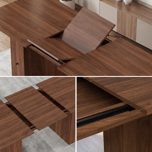 Extendable Dining Table 63–79 Inch with Drawers and Removable Leaf
