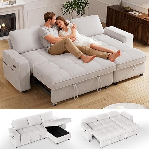 Convertible Sectional Sleeper Sofa with Pull-Out Bed