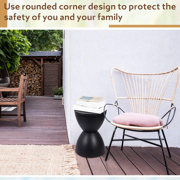 Round Plastic Drum Side Table – Black