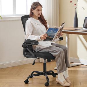 Ergonomic Mesh Office Chair with Adjustable Lumbar Support & Flip-Up Armrests