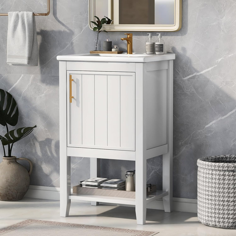20" Freestanding Bathroom Vanity with Ceramic Sink