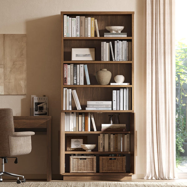 70" Tall Bookcase with Doors & Adjustable Shelves