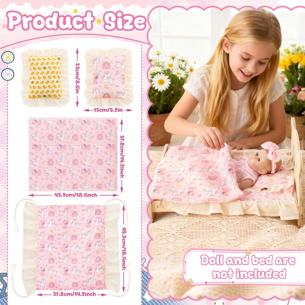 18 Inch Doll Bedding Set 6-Piece with Comforter, Mattress & Pillow