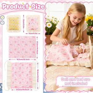 18 Inch Doll Bedding Set 6-Piece with Comforter, Mattress & Pillow