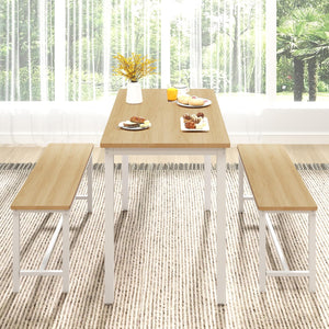 4-Person Dining Table Set with 2 Benches
