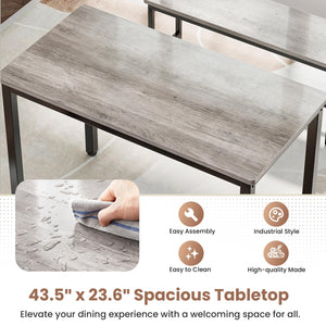 3-Piece Dining Table Set with 2 Benches