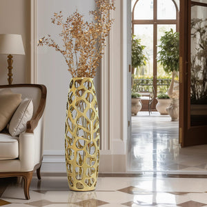 Gold Ceramic Floor Vase 24 Inch