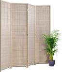 4-Panel Folding Wood Room Divider Privacy Screen