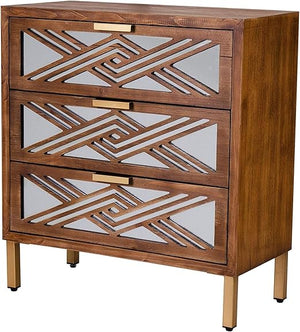 2-Door Accent Cabinet with Geometric Mirror Front